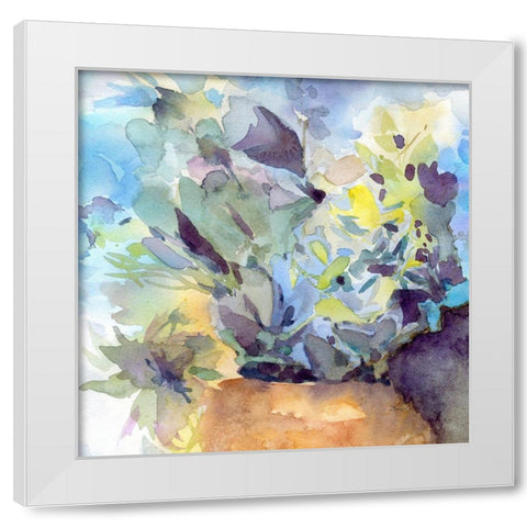 Bluish Hydrangea Loose White Modern Wood Framed Art Print by Evalia Designs