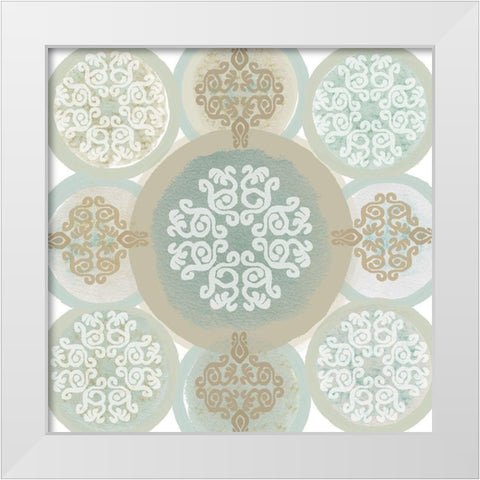 Mint Mandala II White Modern Wood Framed Art Print by Kouta, Flora