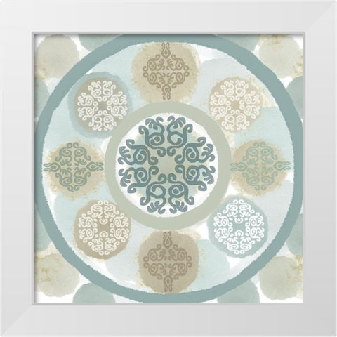 Mint Mandala III White Modern Wood Framed Art Print by Kouta, Flora