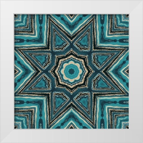 Gold Teal Tile II White Modern Wood Framed Art Print by Haase, Andrea