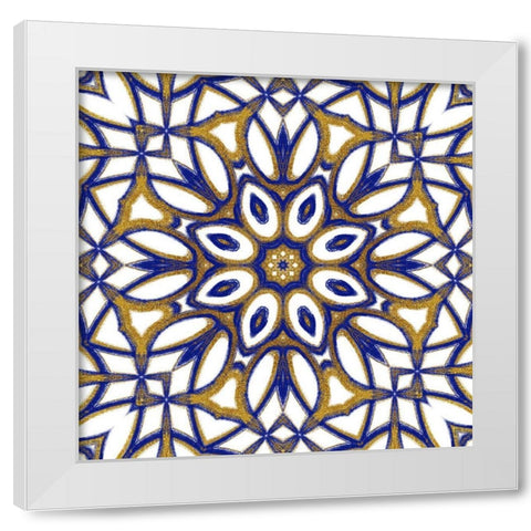 Gold Blue Vintage Tile IV White Modern Wood Framed Art Print by Haase, Andrea