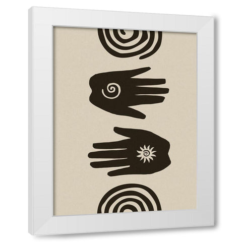 Hands Spiral Block Print White Modern Wood Framed Art Print by Haase, Andrea