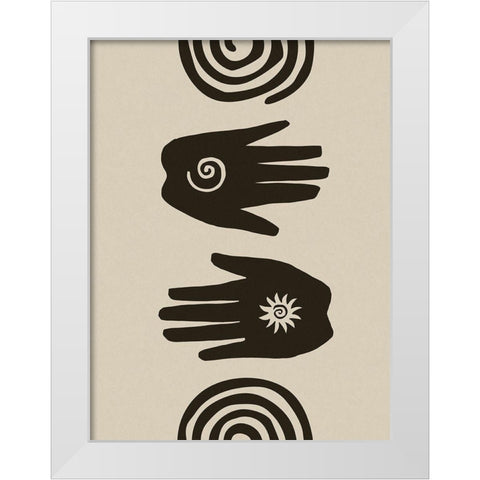 Hands Spiral Block Print White Modern Wood Framed Art Print by Haase, Andrea