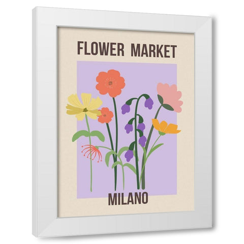 Flower Market Milan White Modern Wood Framed Art Print by Haase, Andrea