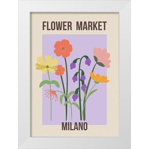 Flower Market Milan White Modern Wood Framed Art Print by Haase, Andrea