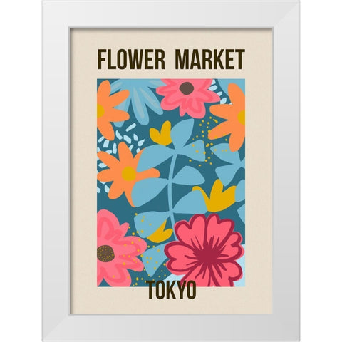 Flower Market Tokyo White Modern Wood Framed Art Print by Haase, Andrea