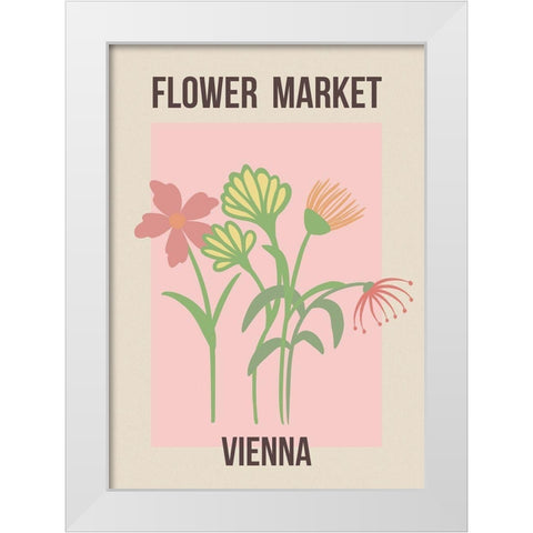 Flower Market Vienna White Modern Wood Framed Art Print by Haase, Andrea
