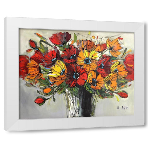 Bright Poppies White Modern Wood Framed Art Print by Eaton, Winnie