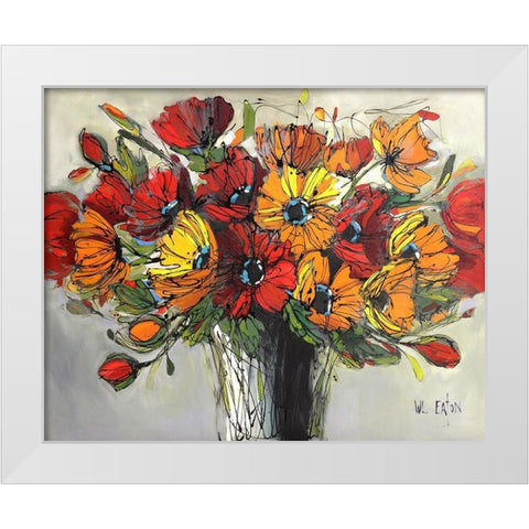 Bright Poppies White Modern Wood Framed Art Print by Eaton, Winnie