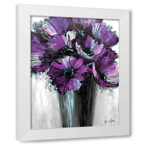 Purple Poppies White Modern Wood Framed Art Print by Eaton, Winnie