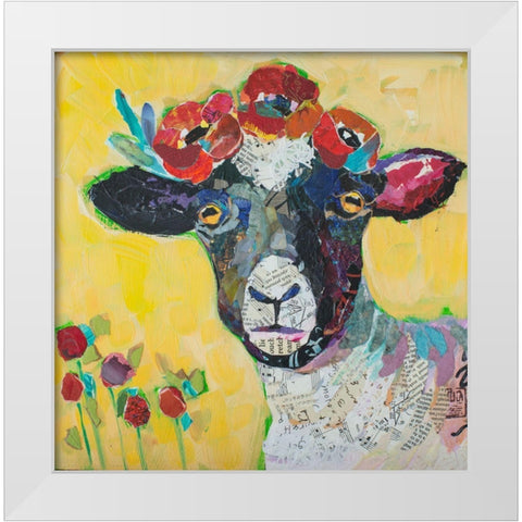 Floral Sheep White Modern Wood Framed Art Print by St Hilaire, Elizabeth