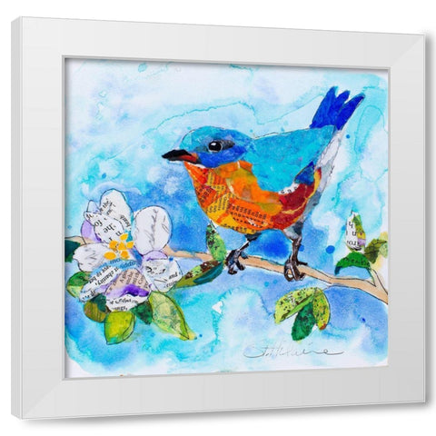 Happy Bluebird #1 White Modern Wood Framed Art Print by St Hilaire, Elizabeth