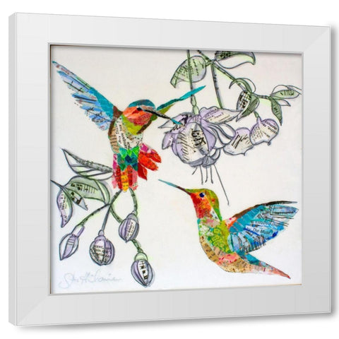 Edit Hummers and Blooms  White Modern Wood Framed Art Print by St Hilaire, Elizabeth