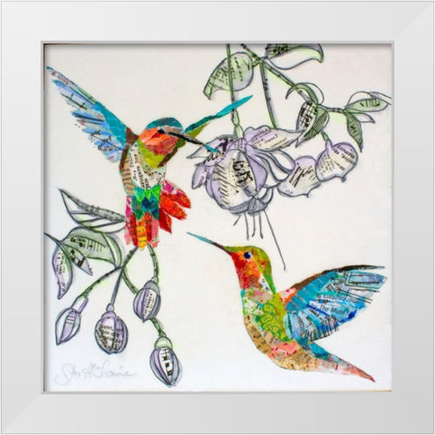 Edit Hummers and Blooms  White Modern Wood Framed Art Print by St Hilaire, Elizabeth