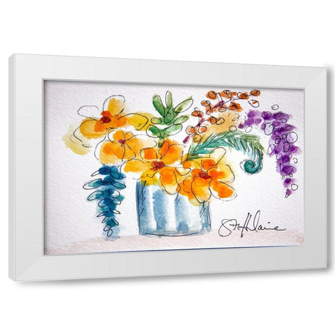 Forget Me Not White Modern Wood Framed Art Print by St Hilaire, Elizabeth