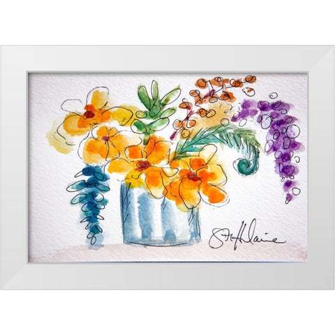 Forget Me Not White Modern Wood Framed Art Print by St Hilaire, Elizabeth