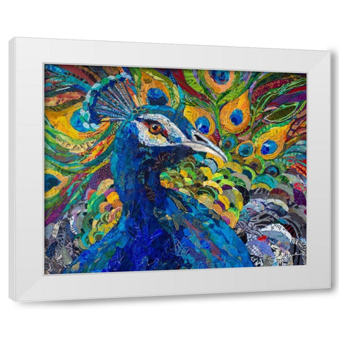 A Peacock Party White Modern Wood Framed Art Print by St Hilaire, Elizabeth
