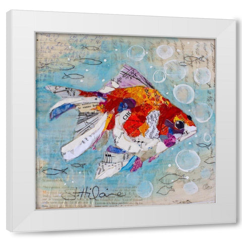 Fan Tail Goldfish White Modern Wood Framed Art Print by St Hilaire, Elizabeth