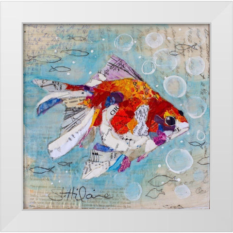Fan Tail Goldfish White Modern Wood Framed Art Print by St Hilaire, Elizabeth