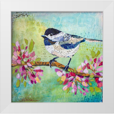 Chirpy Chickadee White Modern Wood Framed Art Print by St Hilaire, Elizabeth