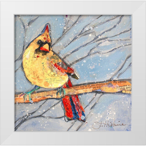 Winter Cardinal Female White Modern Wood Framed Art Print by St Hilaire, Elizabeth