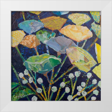 Ginko Floral Abstract White Modern Wood Framed Art Print by St Hilaire, Elizabeth