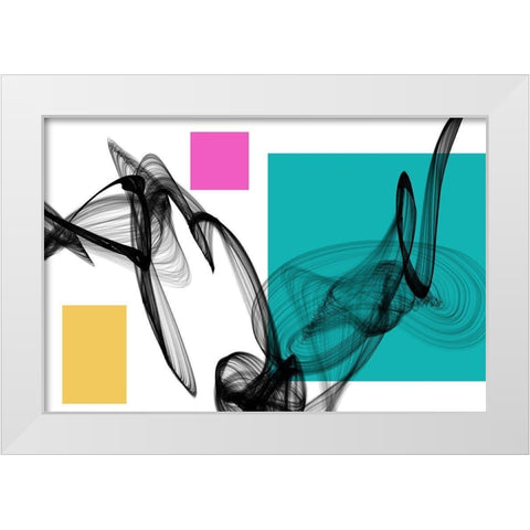 Geometric Shape and Black Abstraction III White Modern Wood Framed Art Print by Orlov, Irena