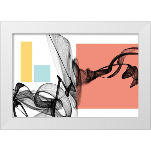 Geometric Shape and Black Abstraction V White Modern Wood Framed Art Print by Orlov, Irena