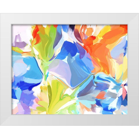 Color Burst Abstraction V White Modern Wood Framed Art Print by Orlov, Irena