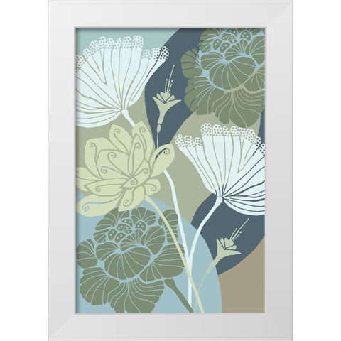 Art Deco Flowers White Modern Wood Framed Art Print by Kouta, Flora