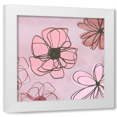 Pink May Flowers White Modern Wood Framed Art Print by Haase, Andrea