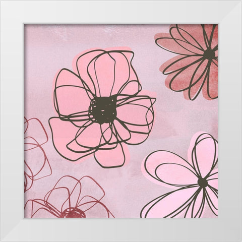 Pink May Flowers White Modern Wood Framed Art Print by Haase, Andrea