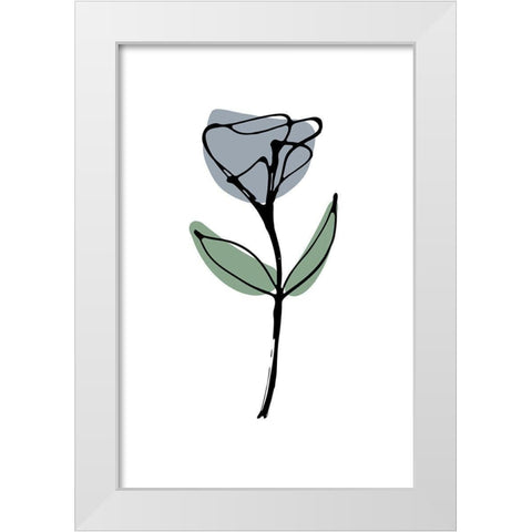 Minimal Blue Bell Flower White Modern Wood Framed Art Print by Haase, Andrea