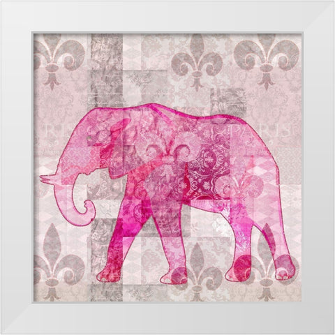 The Wandering Elephant White Modern Wood Framed Art Print by Haase, Andrea