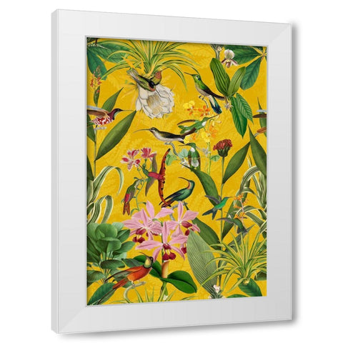 Hummingbirds Garden White Modern Wood Framed Art Print by Haase, Andrea