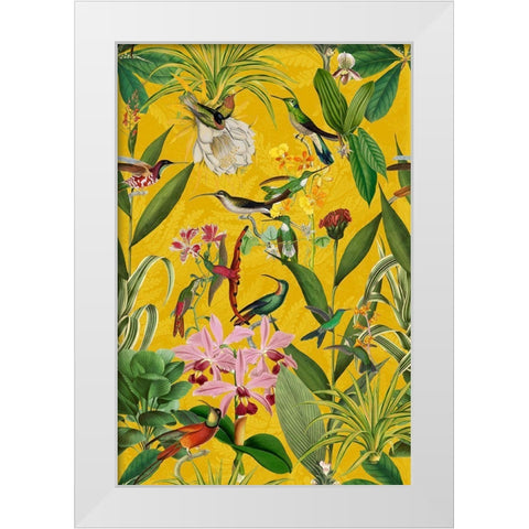 Hummingbirds Garden White Modern Wood Framed Art Print by Haase, Andrea