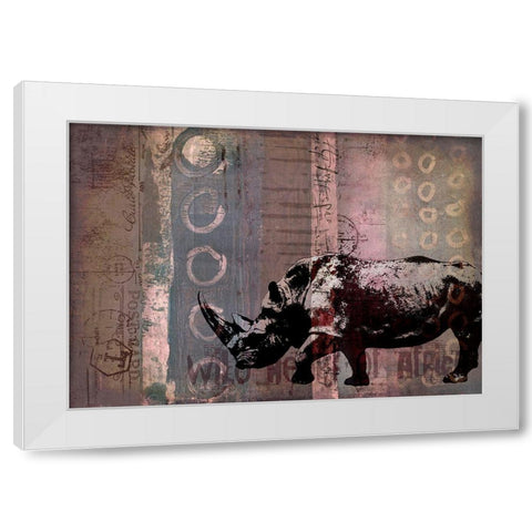 Rhino Wild Africa I White Modern Wood Framed Art Print by Haase, Andrea