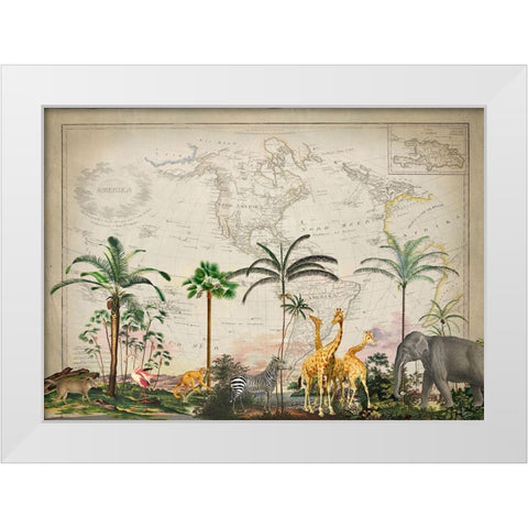 Wild Animals Paradise White Modern Wood Framed Art Print by Haase, Andrea