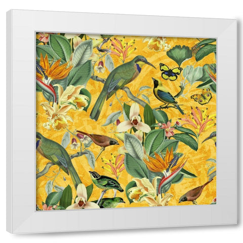 Birds Happy Summer White Modern Wood Framed Art Print by Haase, Andrea