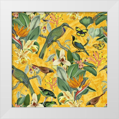 Birds Happy Summer White Modern Wood Framed Art Print by Haase, Andrea