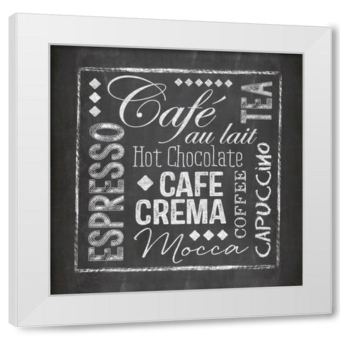 Coffee Chalkboard White Modern Wood Framed Art Print by Haase, Andrea