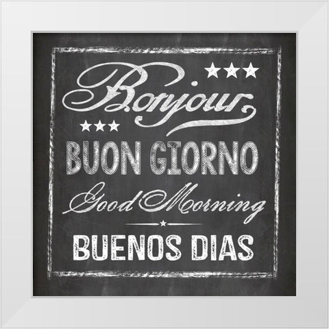 Chalkboard Greeting White Modern Wood Framed Art Print by Haase, Andrea