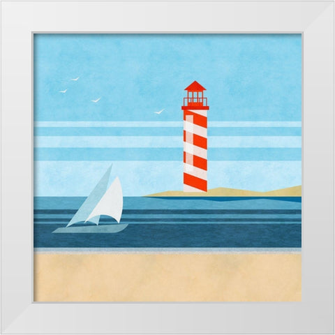 Cape Cod Lighthouse White Modern Wood Framed Art Print by Haase, Andrea