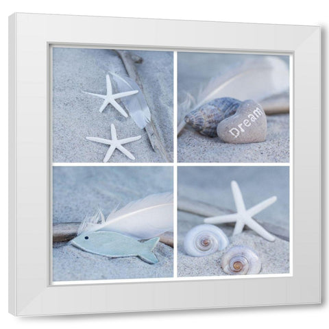Summer Beach Still Life Collage II White Modern Wood Framed Art Print by Haase, Andrea
