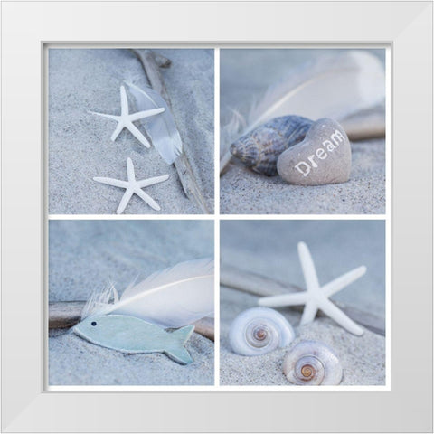 Summer Beach Still Life Collage II White Modern Wood Framed Art Print by Haase, Andrea