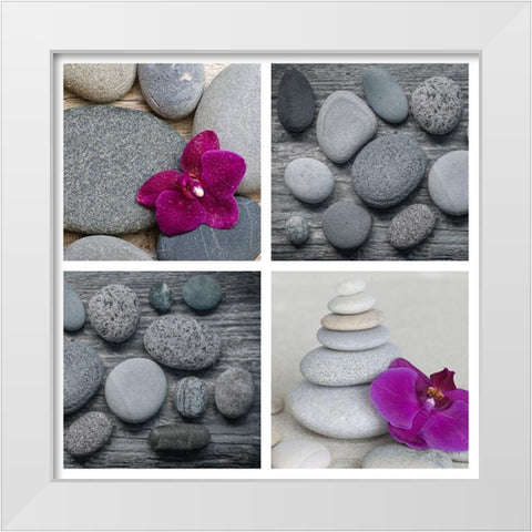 Zen Orchid Collage White Modern Wood Framed Art Print by Haase, Andrea