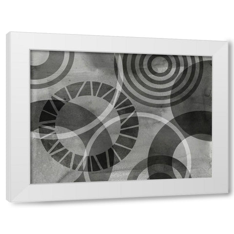 Layered Circles White Modern Wood Framed Art Print by Haase, Andrea
