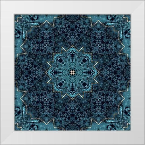 Gold Teal Tile II White Modern Wood Framed Art Print by Haase, Andrea