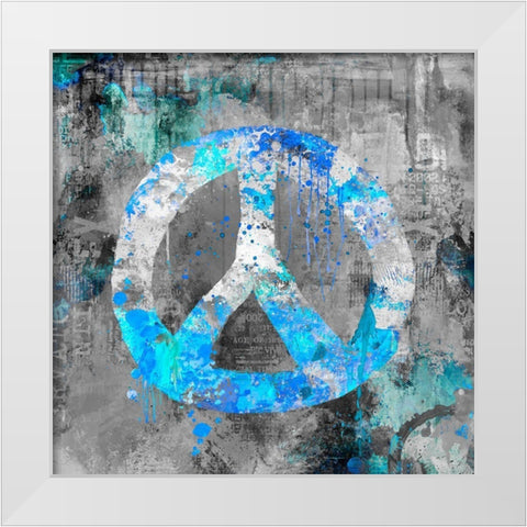 Blue Peace White Modern Wood Framed Art Print by Haase, Andrea