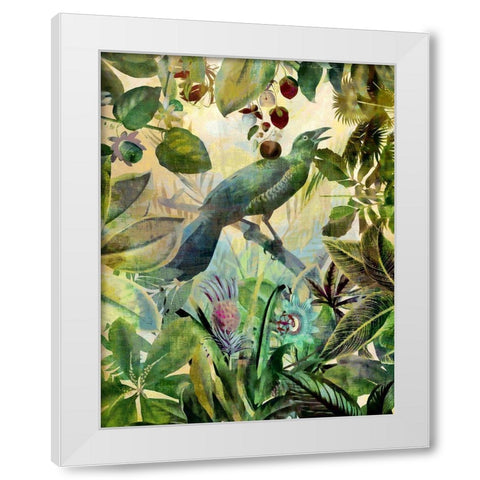 The Birds Green Garden I White Modern Wood Framed Art Print by Haase, Andrea